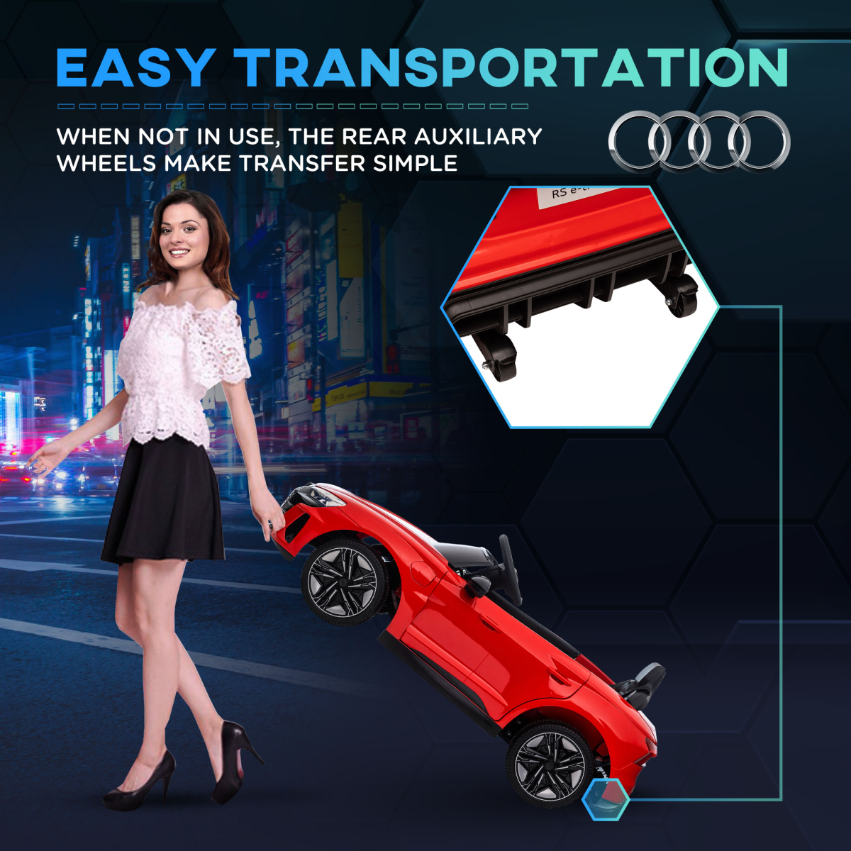 Audi RS e-tron GT Licensed 12V Kids Electric Car with Remote Horn Music, Red