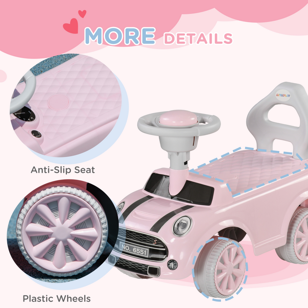 AIYAPLAY Ride On Car Foot To Floor Sliding Car w/ Air Horn - Pink