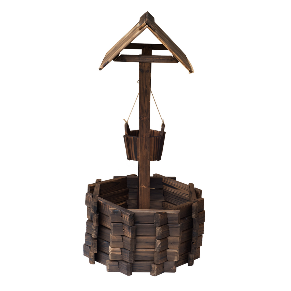 Wishing Well Planter Bucket,  60Lx55Wx 114H cm-Brown