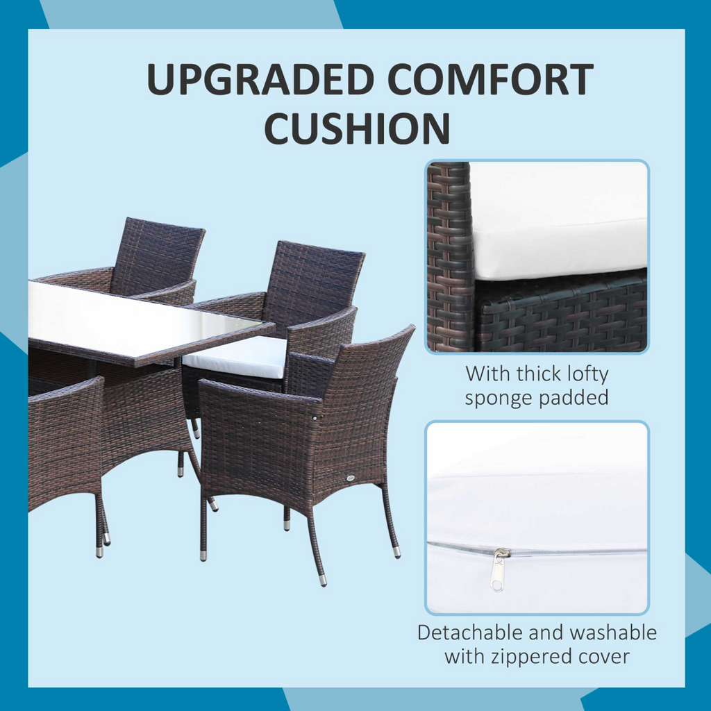 7Pc Rattan Garden Furniture Dining Set: 1 x Rectangular