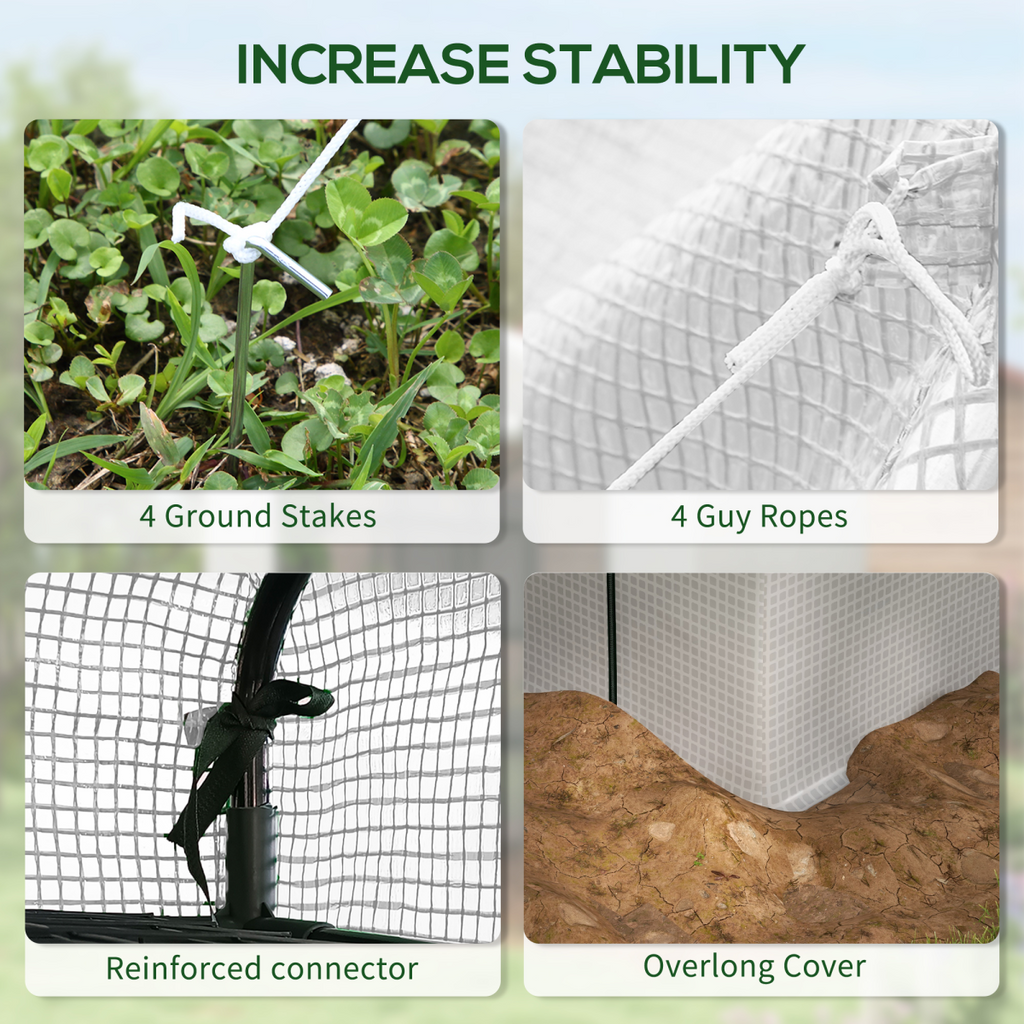 Outsunny Walk-in Garden Greenhouse Shelves Polytunnel Steeple Grow House