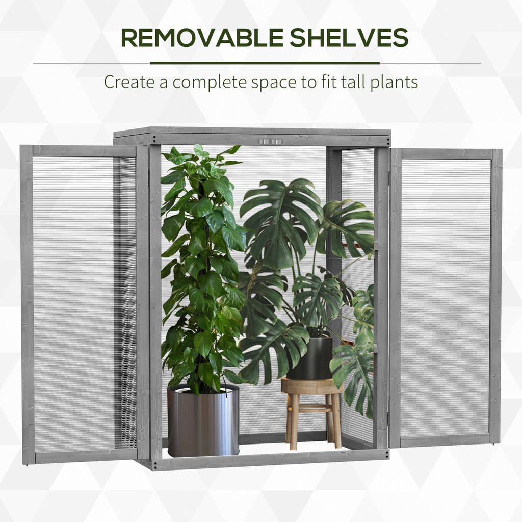 3-tier Wood Greenhouse Plant Storage Shelf Garden Cold Frame Grow House