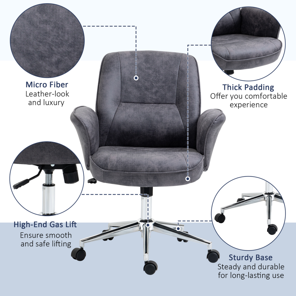 Swivel Computer Office Chair Mid Back Desk Chair for Home, Deep Grey