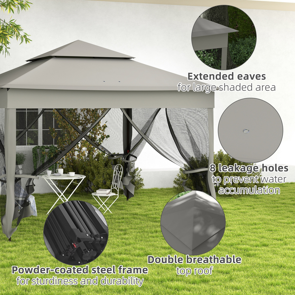Outsunny Garden Folding Tent Heavy Duty Pop Up Gazebo for Party Dark Grey