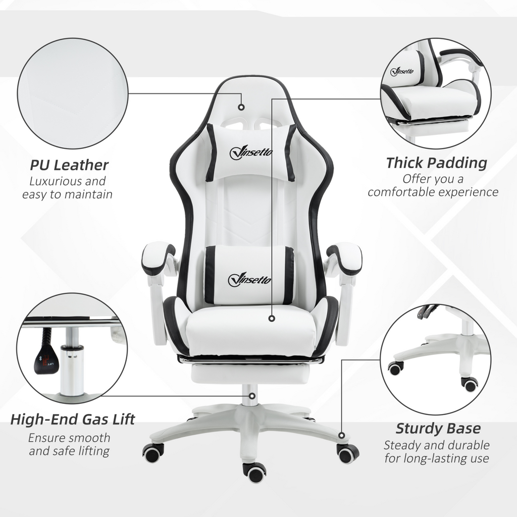 Vinsetto Racing Style Gaming Chair with Reclining Function Footrest, Black