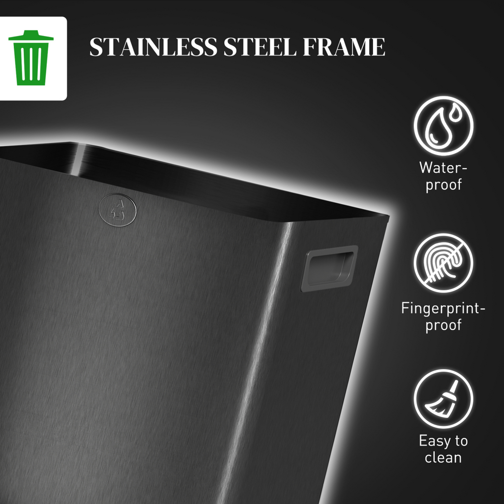 HOMCOM 2 x 15L Dual Kitchen Bin Pedal Bin for Recycling and Waste, Black