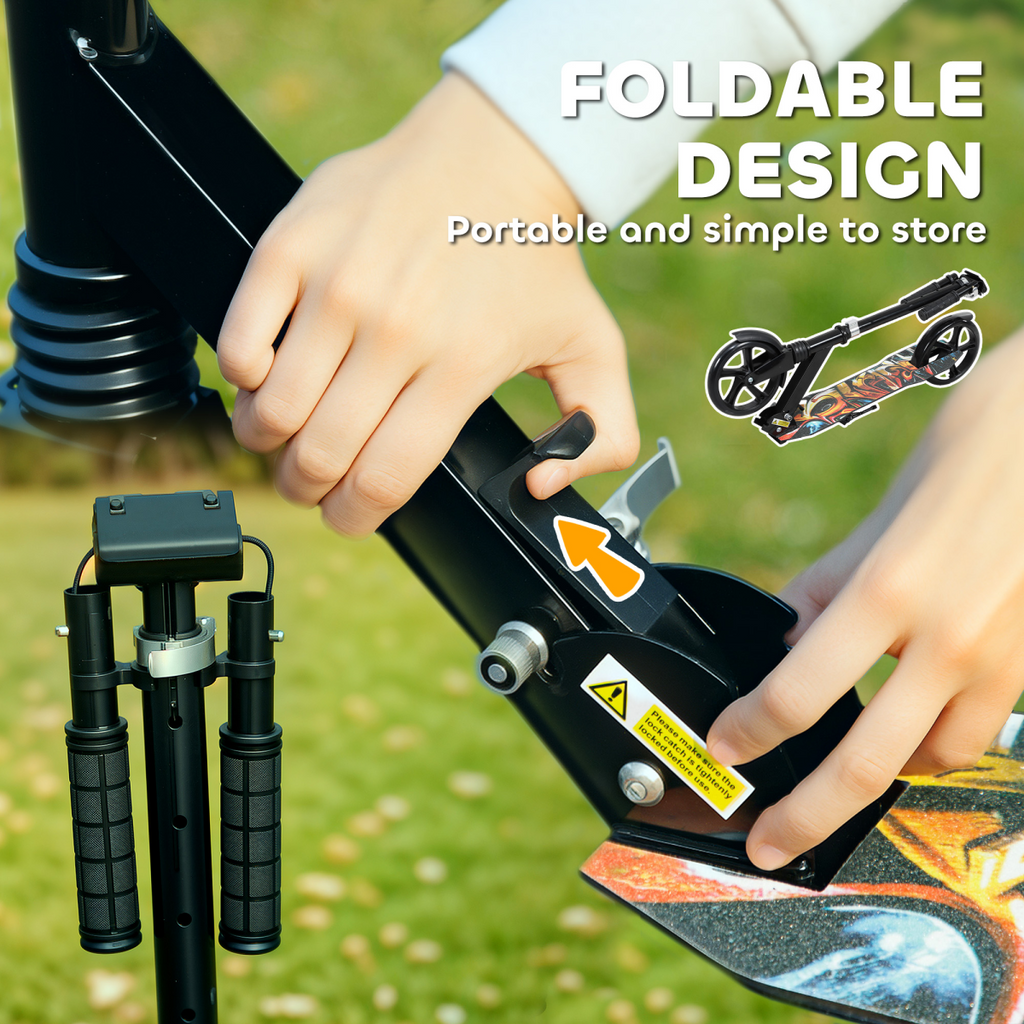 AIYAPLAY Kids Scooter, Foldable Kick Scooter with Adjustable Handlebar, Black