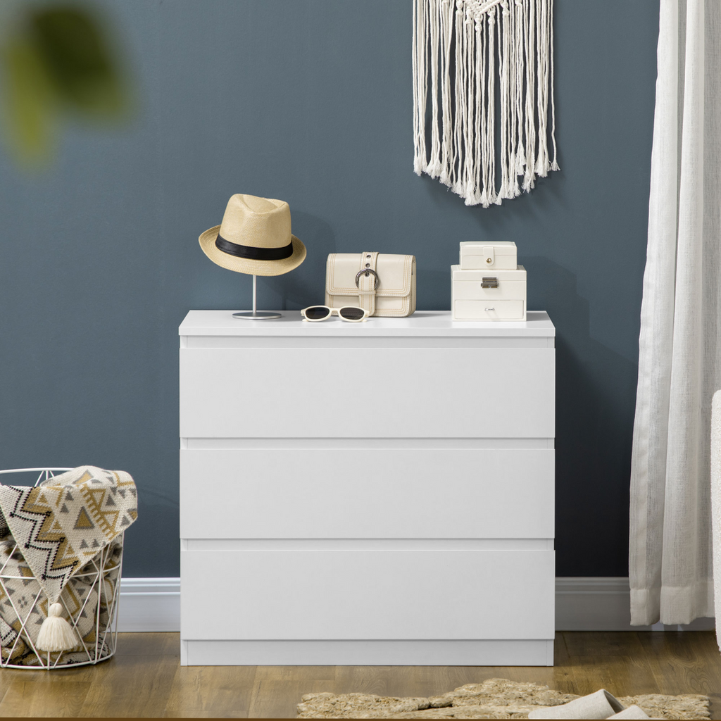 Chest of Drawers 3-Drawer Dresser Storage Organiser for Bedroom, White