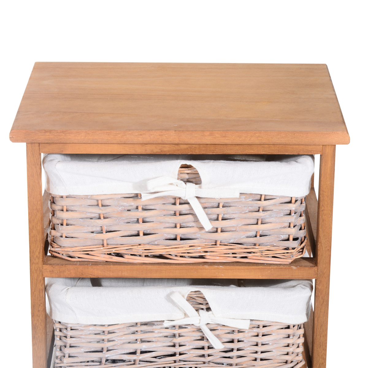 5-Drawers Storage Unit Wooden Frame with Wicker Woven Baskets