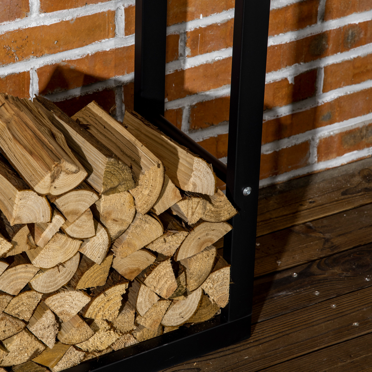 150cm Metal Firewood Log Holder Rack Elevated Design Balanced Base Side Rails
