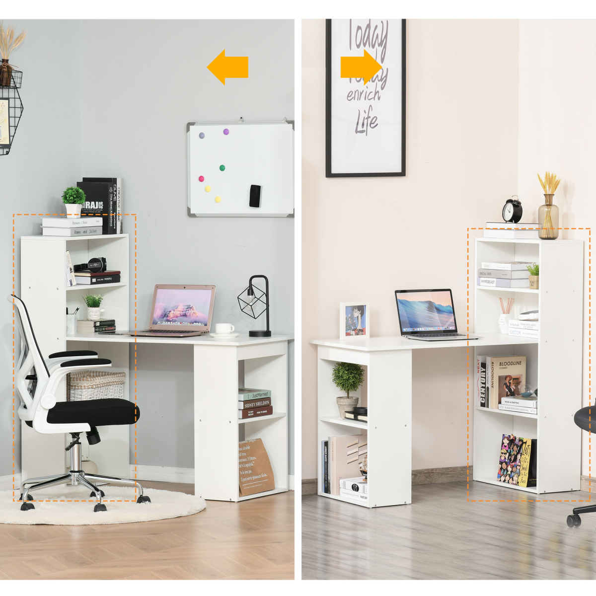 Computer Desk, 120Lx55Dx120H cm-White