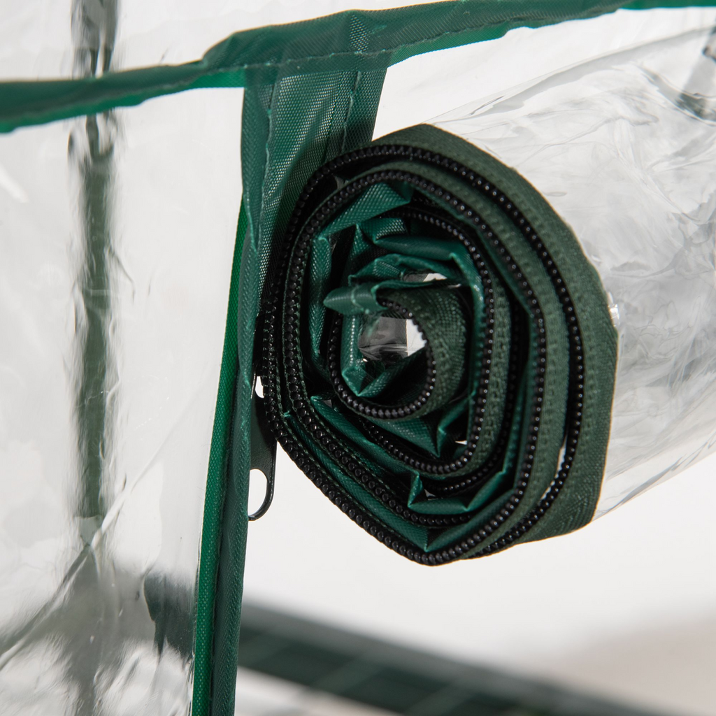 3 Tier Mini Greenhouse Roll Up Door Wire Shelves, 69x49x125cm, Clear