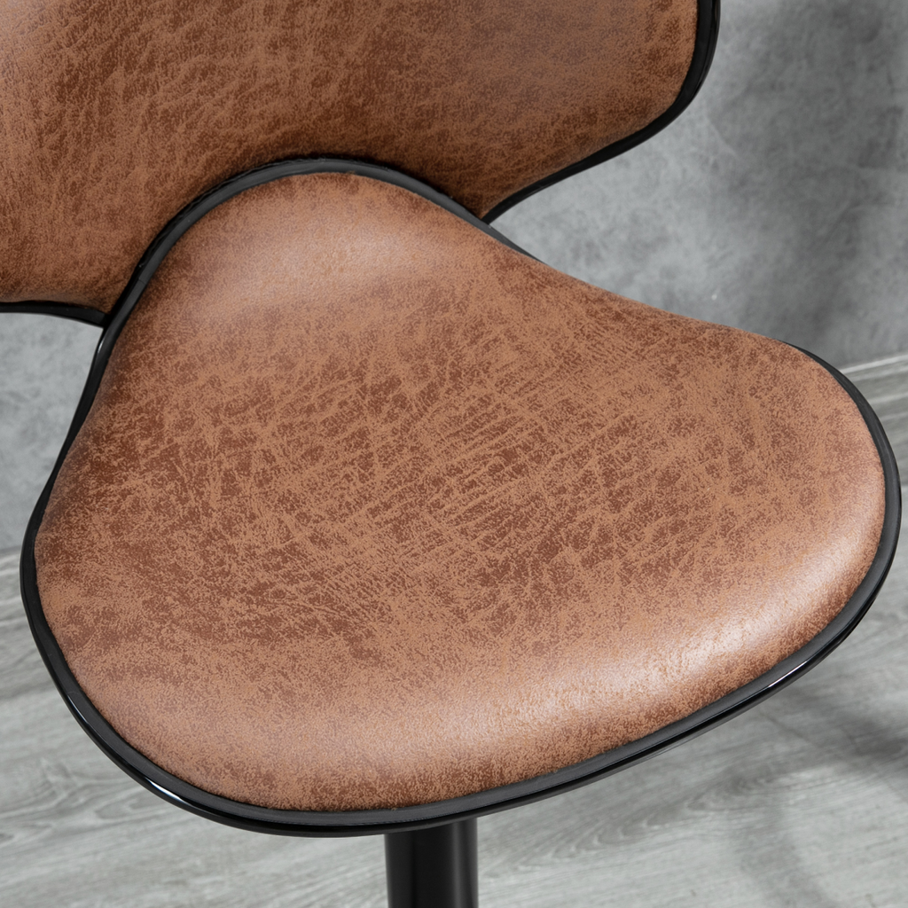 Vintage Bar Stool Set of 2 Microfiber Cloth Adjustable Height Armless Chairs
