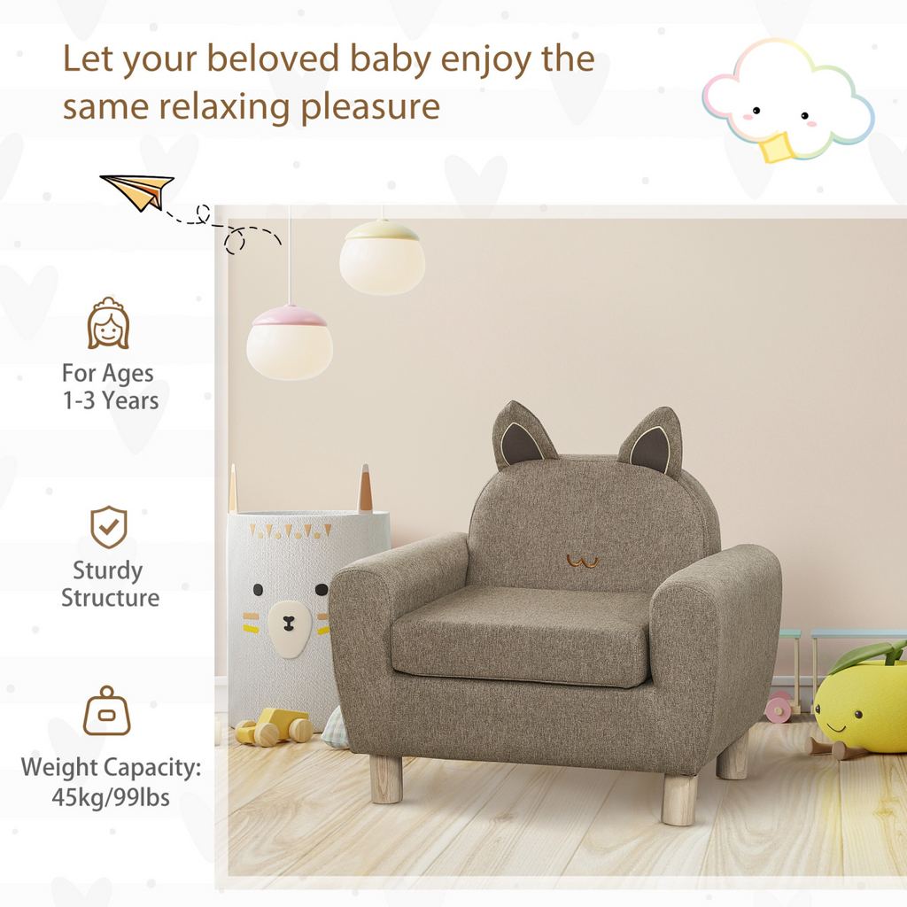 Kids Mini Sofa Toddler Chair Children Armchair for Bedroom Playroom Brown