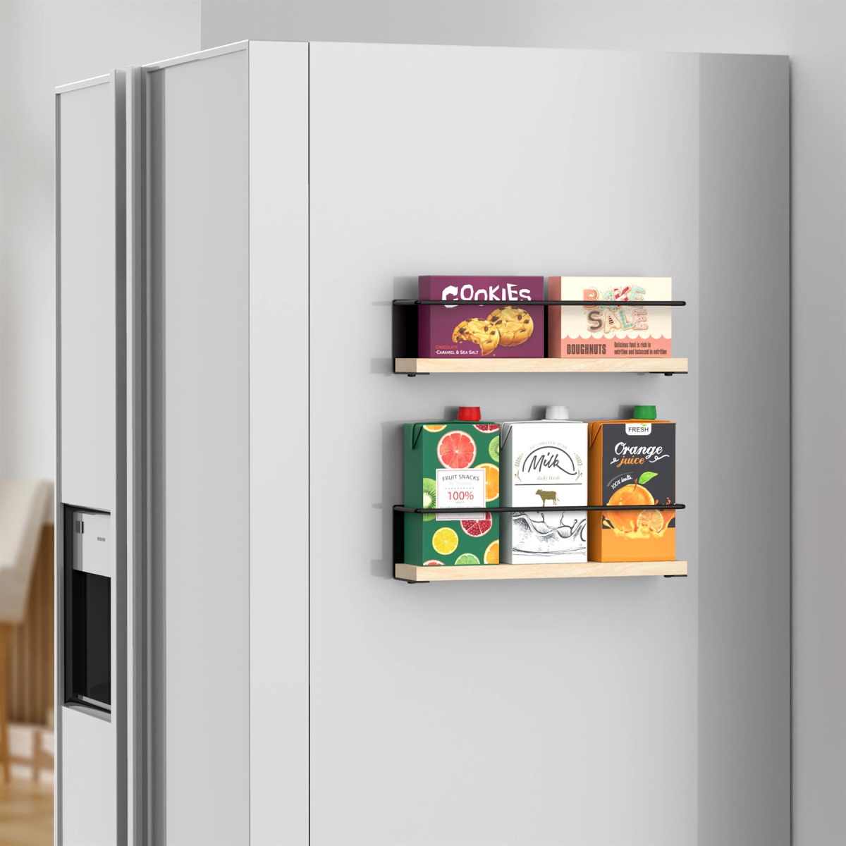 Vinsani 2pc MAGNETIC SPICE RACK WOODEN SHELF