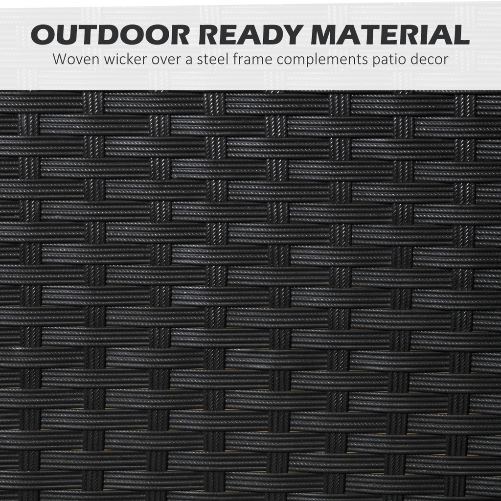 Outsunny 4 Seater Rattan Garden Dining Set Outdoor with Umbrella Hole - Black