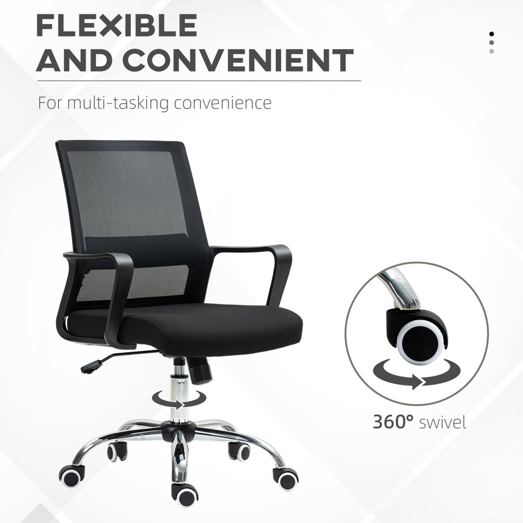 Vinsetto Mesh Office Chair Desk Chair with Swivel Seat Adjustable Height Black