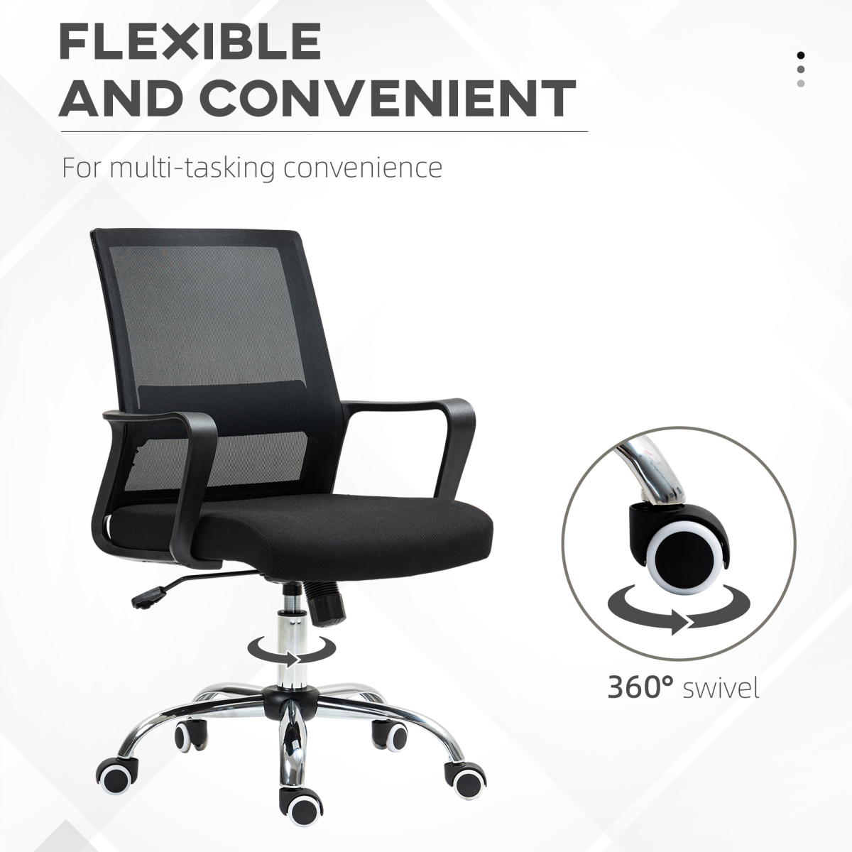 Vinsetto Mesh Office Chair Desk Chair with Swivel Seat Adjustable Height Black