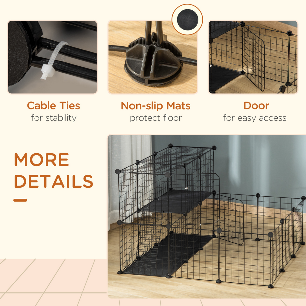 Pet Playpen DIY Small Animal Cage for Rabbit Ferret Chinchilla Guinea Pig Black