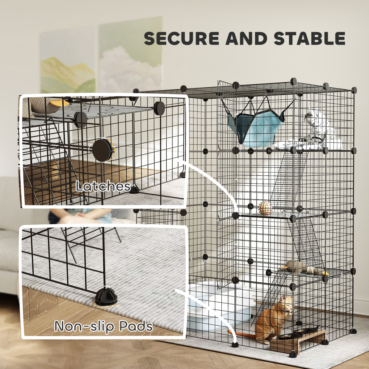 Customisable Cat Playhouse - Four-Tier Design for Up to Three Cats