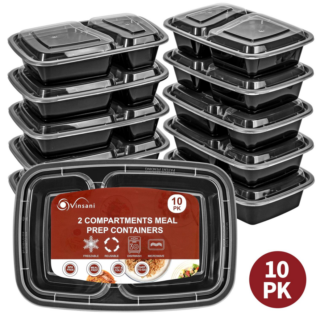 Vinsani 20pk 2 COMPARTMENTS MEAL PREP CONTAINERS