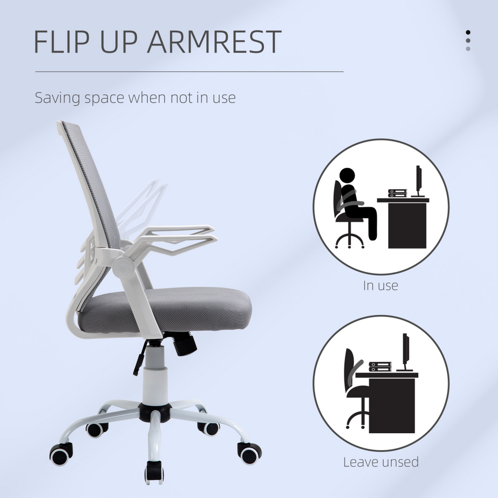 Mesh Swivel Office Chair Task Computer Chair with Lumbar Support, Grey Vinsetto