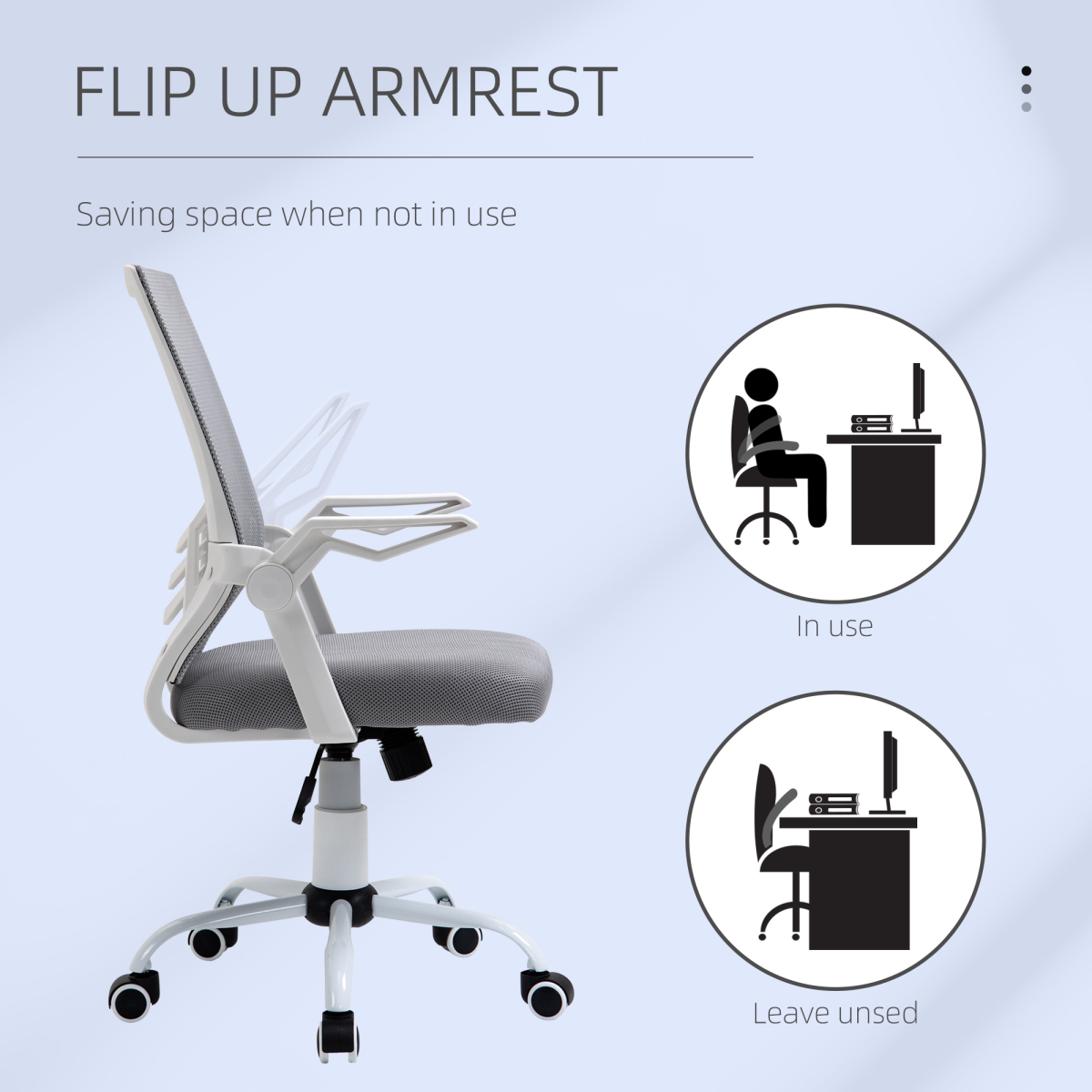 Mesh Swivel Office Chair Task Computer Chair with Lumbar Support, Grey Vinsetto