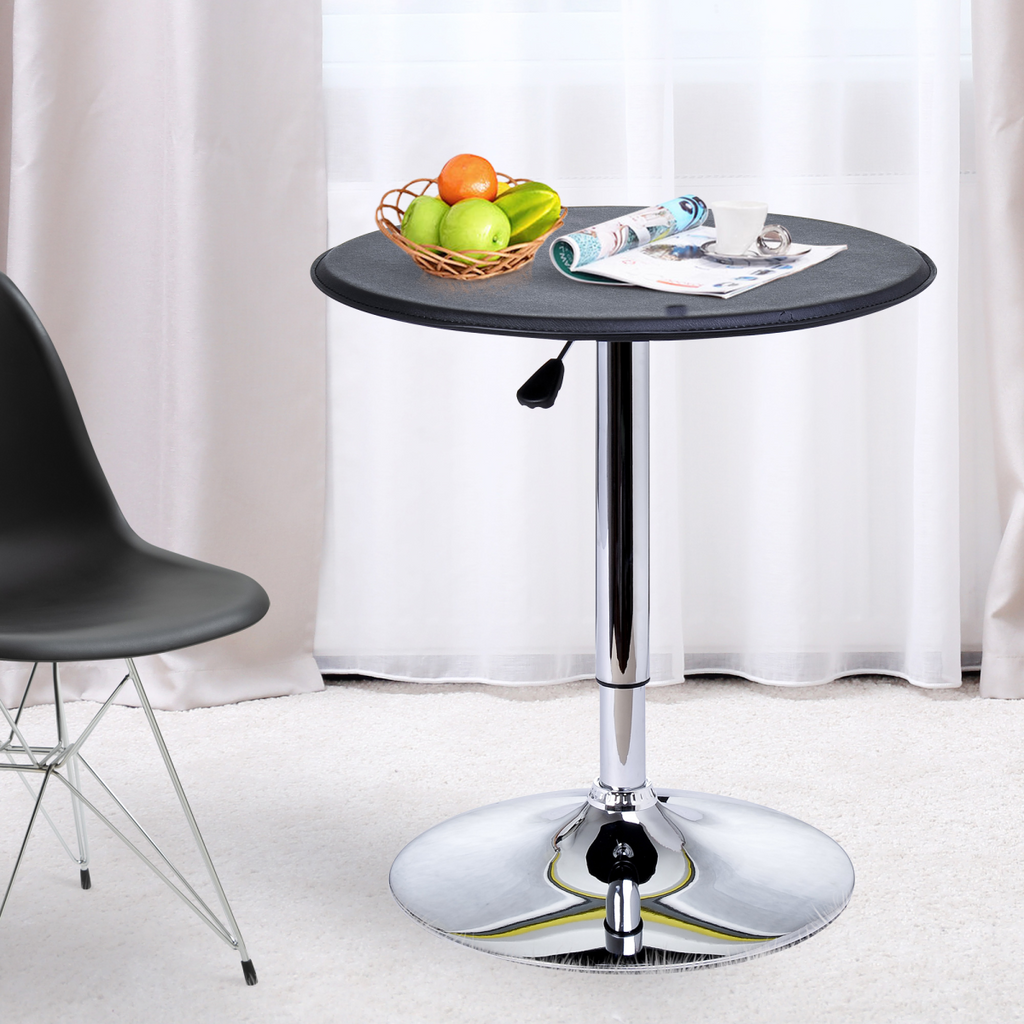 Chrome Steel Height Adjustable Round Bar Table Dinning Table Black