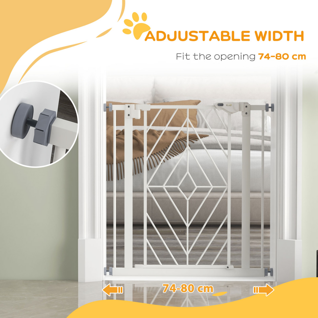 Pressure Fit Safety Gate with Auto Closing Door, Double Locking, Openings 74-80cm