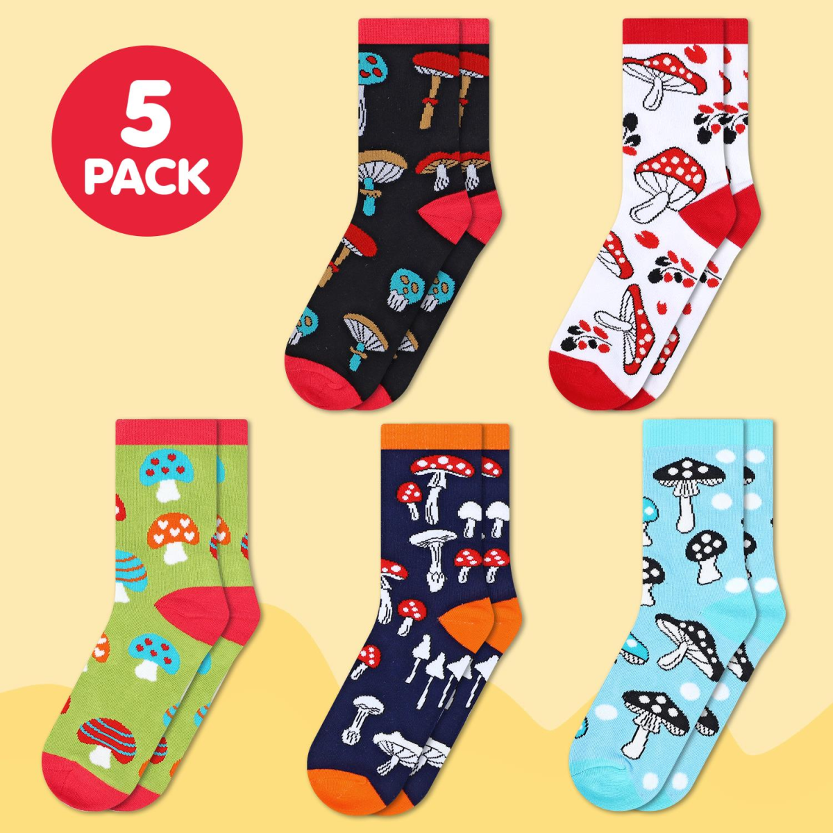 Vinsani MUSHROOMS SOCKS 5pk
