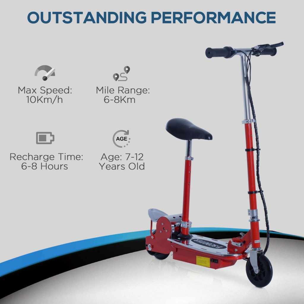 Teen Foldable Electric Scooter Battery 12V 120W with Brake Kickstand HOMCOM