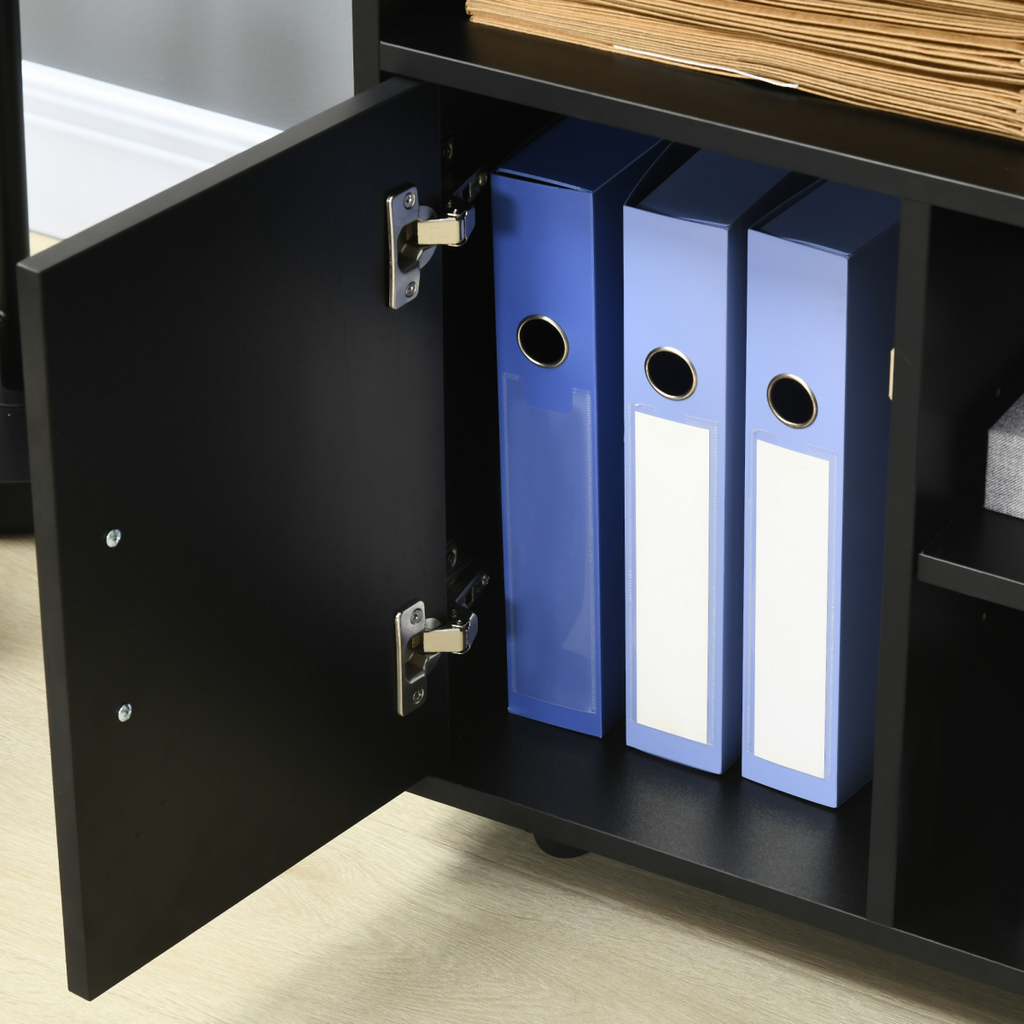 Multi-Storage Printer Unit Office Organisation with 5 Compartments Black HOMCOM