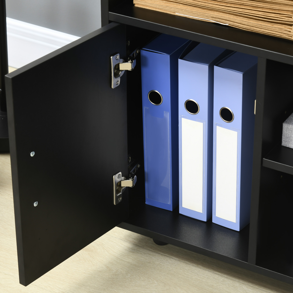 Multi-Storage Printer Unit Office Organisation with 5 Compartments Black HOMCOM