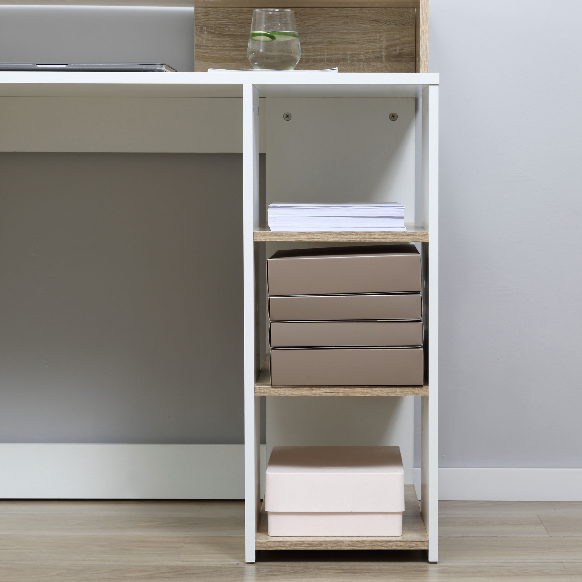Multi-Storage & Workstation Desk Table Storage Shelves Home Office Oak HOMCOM