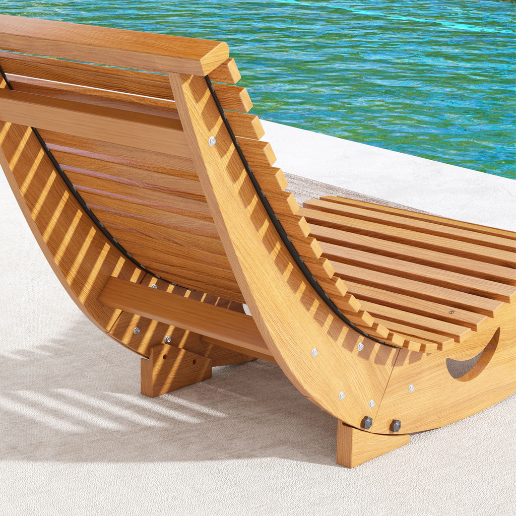 Outsunny Outdoor Rocking Chair w/ Slatted Seat, Wooden Rocking Chair, Teak
