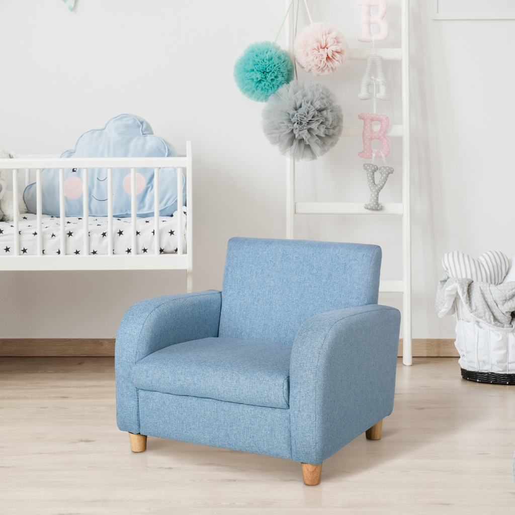 Child Armchair Wood Frame with Cushion Padding Seat Low-Rise Bedroom