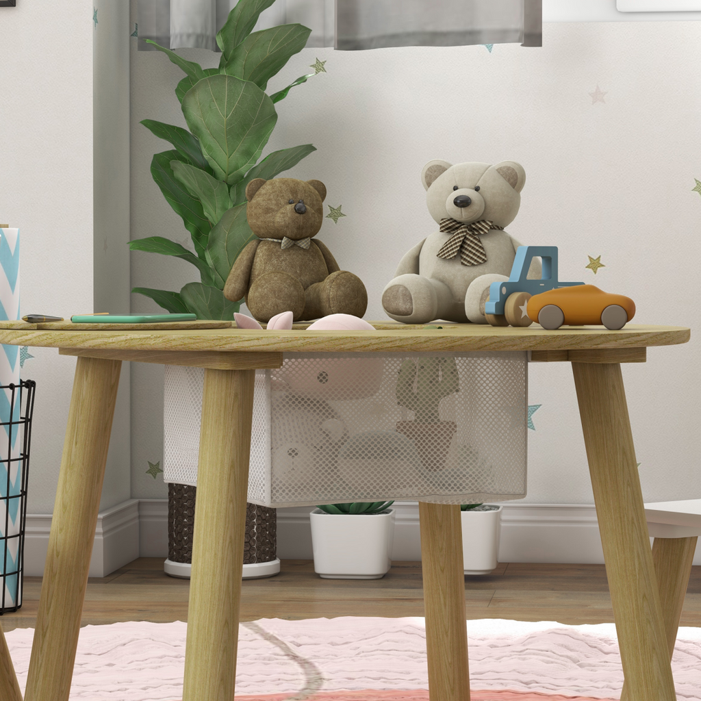 AIYAPLAY 3 Pieces Toddler Table and Chair Set with Centre Mesh Bag