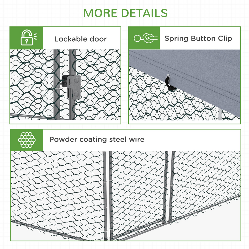 PawHut Walk in Chicken Run with Cover for 10-15 Chickens, Hens, Rabbits, Ducks