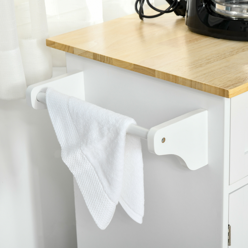 Kitchen Island Utility Cart, with 2 Storage Drawers Cabinets Dining Room White