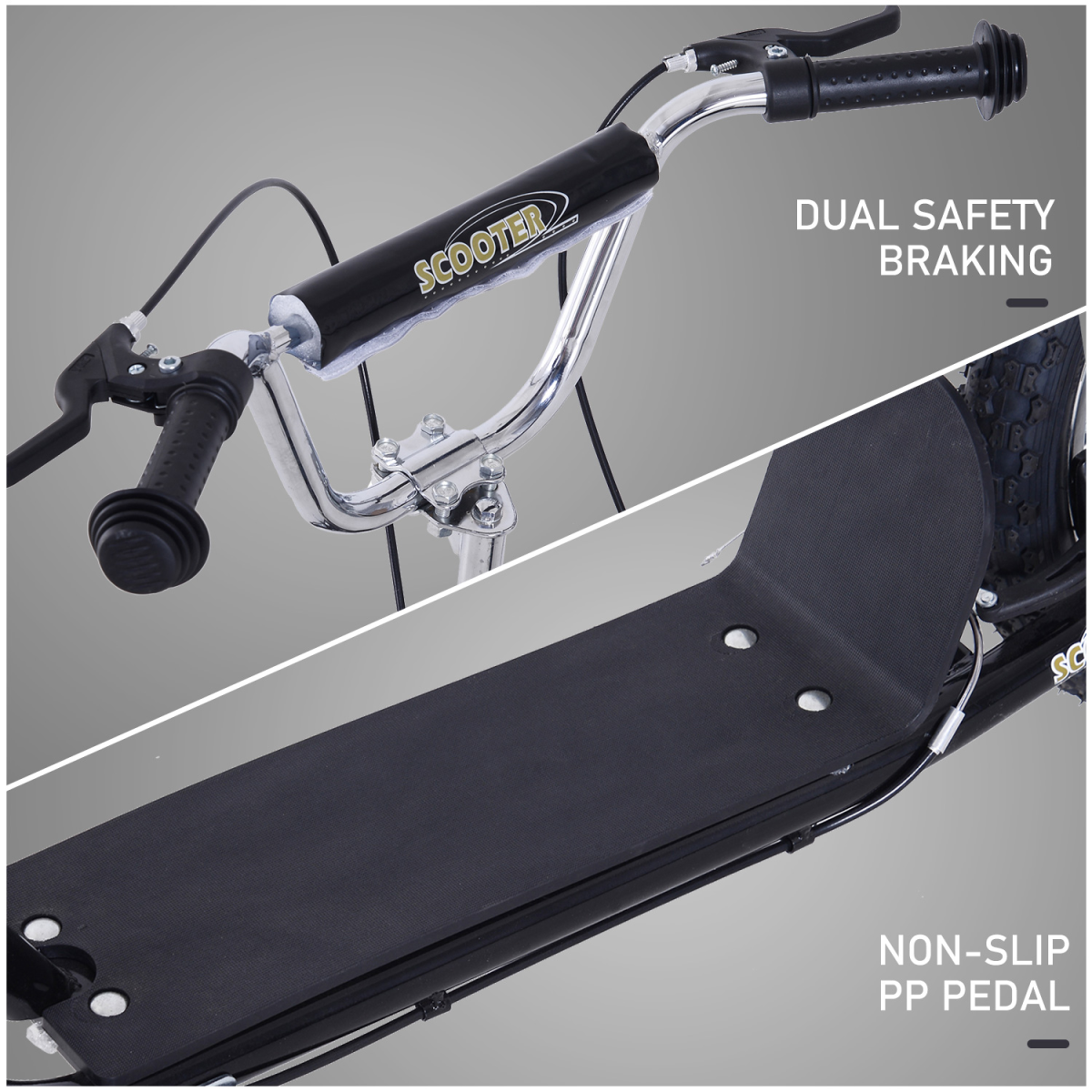 HOMCOM Teen Scooter Adjustable Height Dual Brakes Rubber Wheels Kickstand