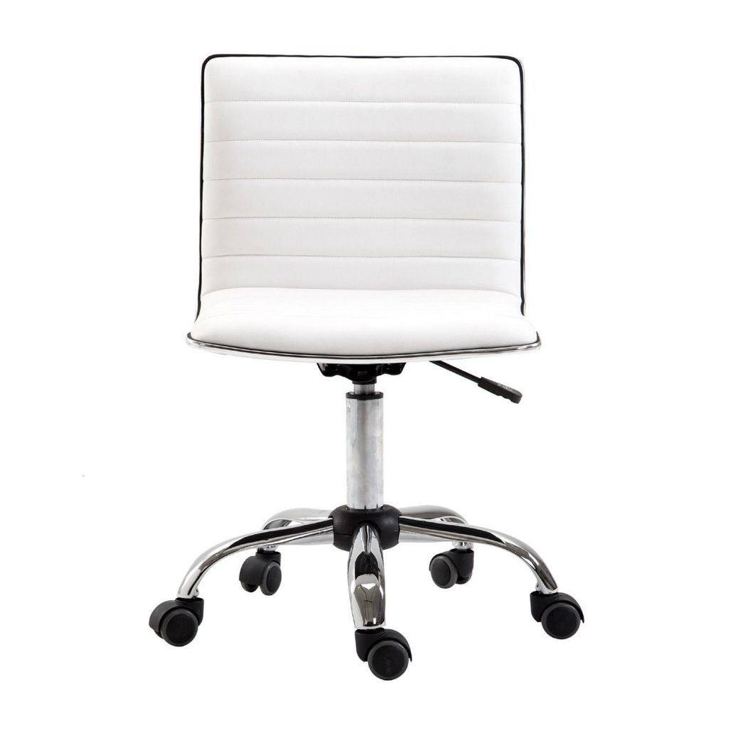 Armless Mid-Back Adjustable Office Chair 360 Swivel Ergonomic White HOMCOM