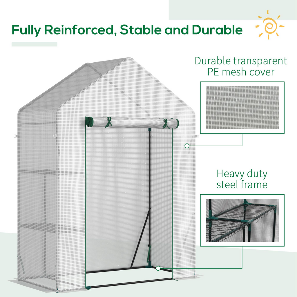 Greenhouse for Outdoor, Portable Gardening Plant Grow House with Shelf Outsunny