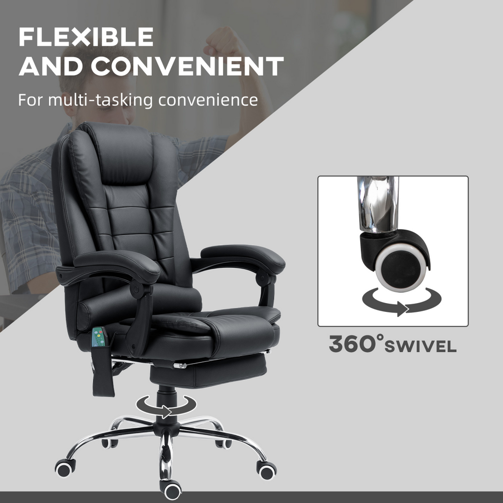 Vinsetto Ergonomic Heated 6 Points Vibration Massage Office Chair Black