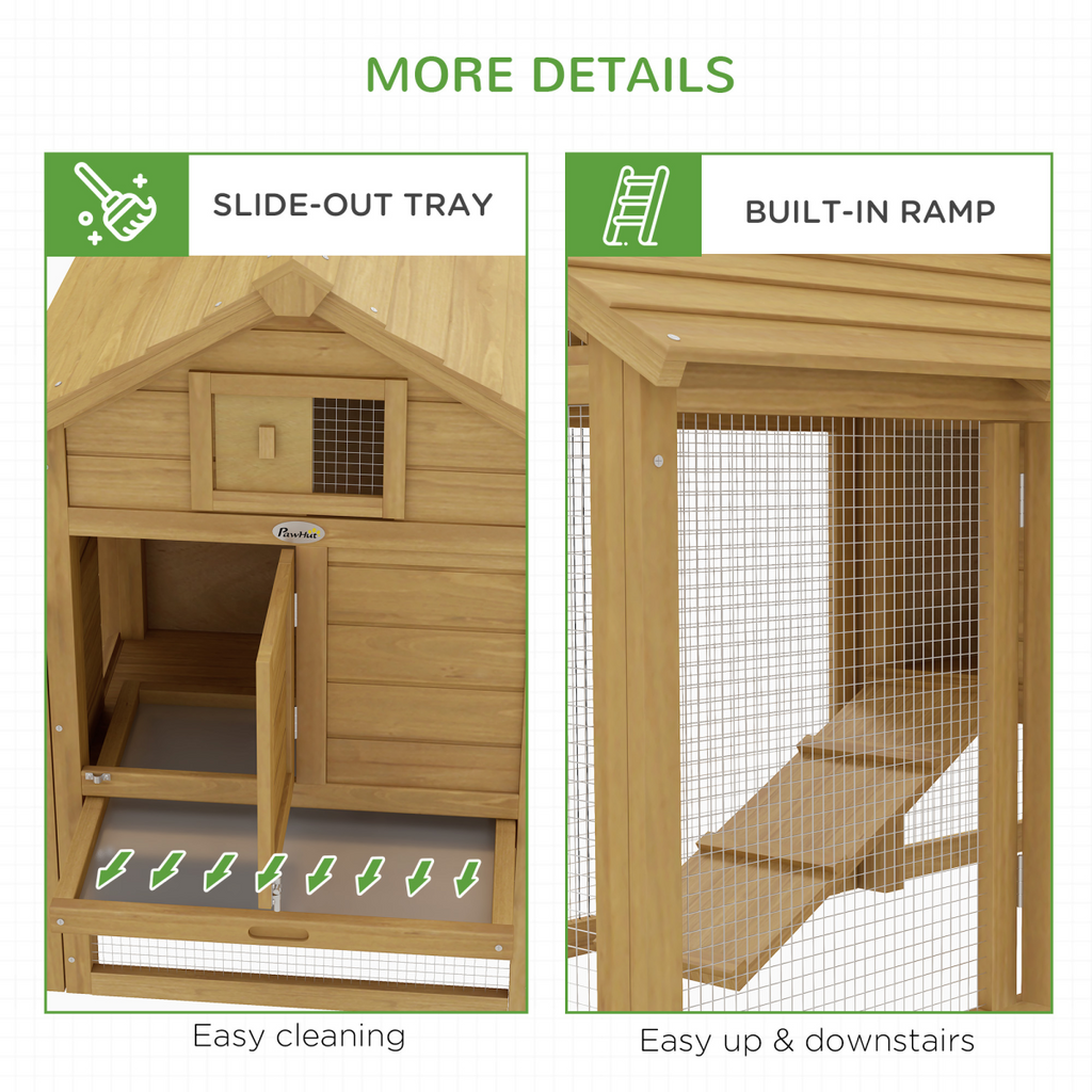 Small Chicken Coop Hen Cage Nesting Box Outdoor Run Wood Color 150.5 x 54 x 87cm
