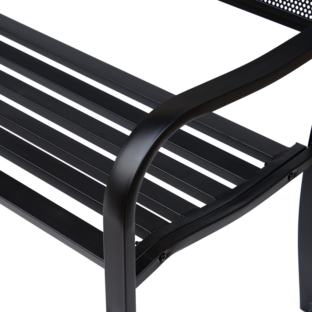 2 Person Garden Bench, Steel-Black