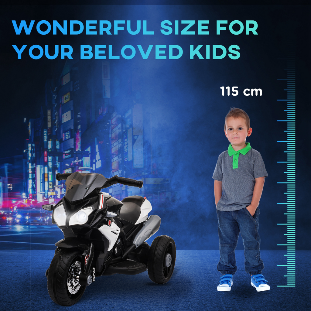 Kids Electric Motorcycle Ride-On Toy Vehicle 6V Battery Music Horn Lights Black