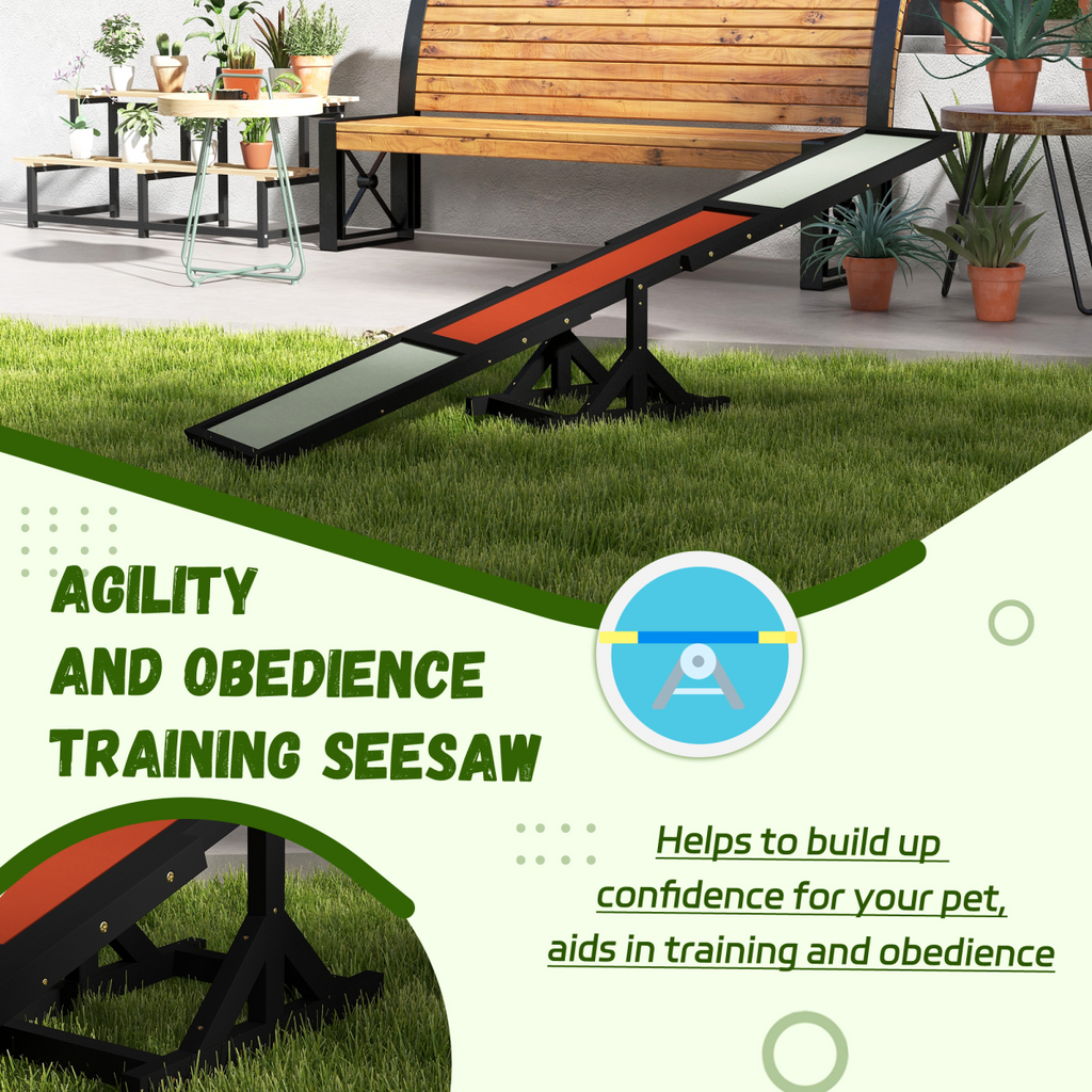 PawHut Wooden Pet Seesaw for Big Dogs with Anti-Slip Surface, Black