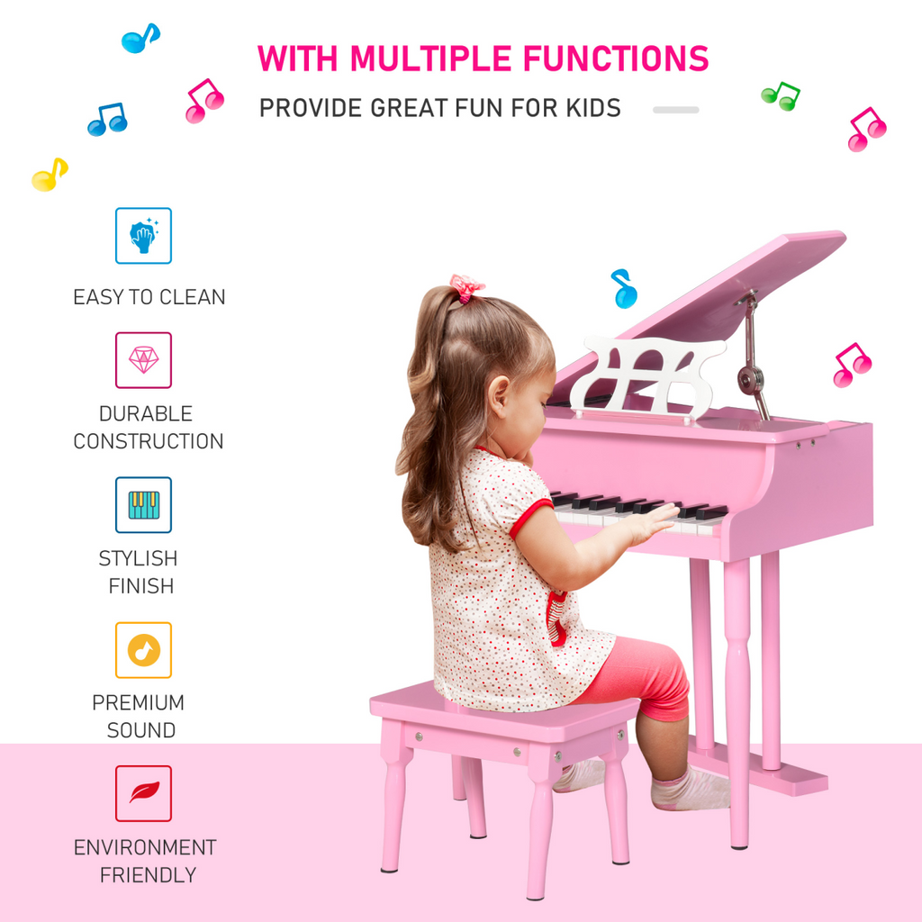 30 Keys Mini Kids Piano with Music Stand and Bench Best Gifts Toy HOMCOM