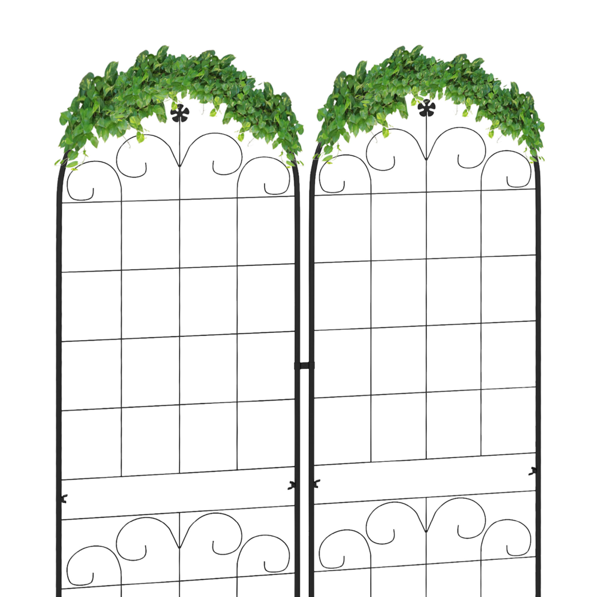 Outsunny Set of 2 Metal Trellis for Climbing Plants, Floral Design