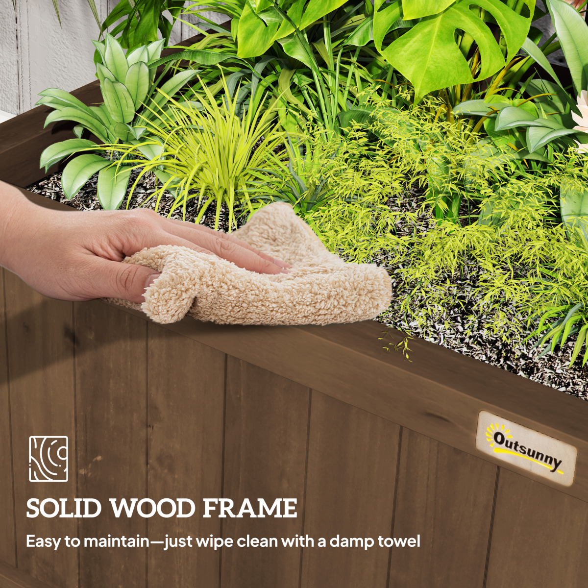 Wooden Trellis Planter with Drain Holes, Privacy Screen Raised Beds for Garden